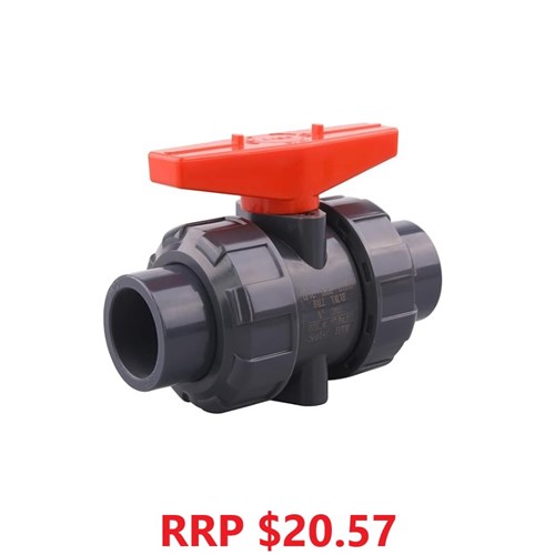 Ball Valve True Union PVC PTFE Seat Solvent Weld 25mm